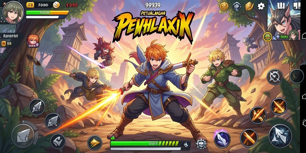 Tampilan gameplay 9939 yang menarik dengan karakter Anime ikonik.