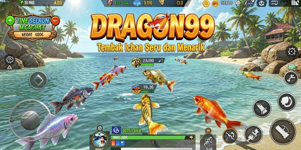 Tampilan gameplay seru dalam DRAGON99 menembak ikan.