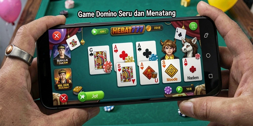Screenshot HEBAT777 menunjukkan gameplay Domino yang seru dan interaktif.