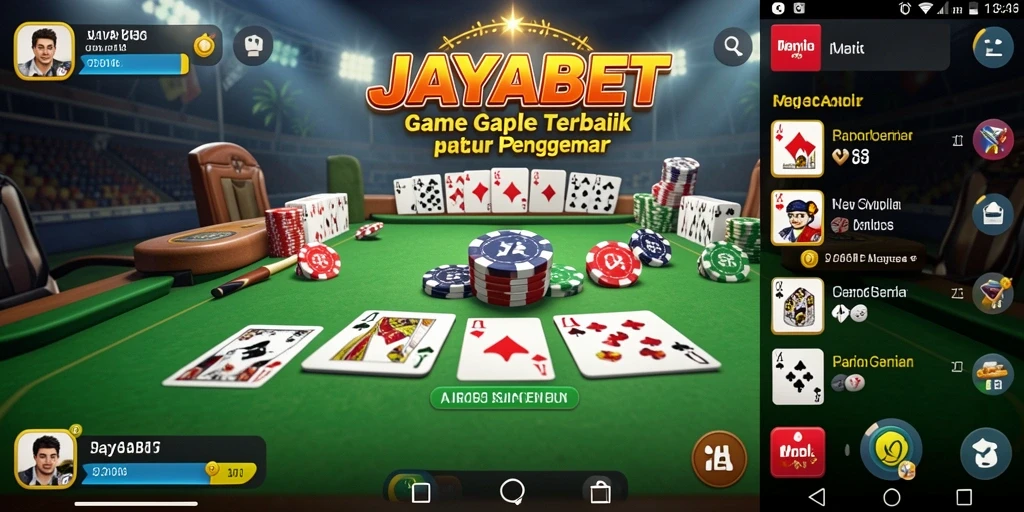 Screenshot gameplay JAYABET menampilkan suasana permainan Gaple yang seru.