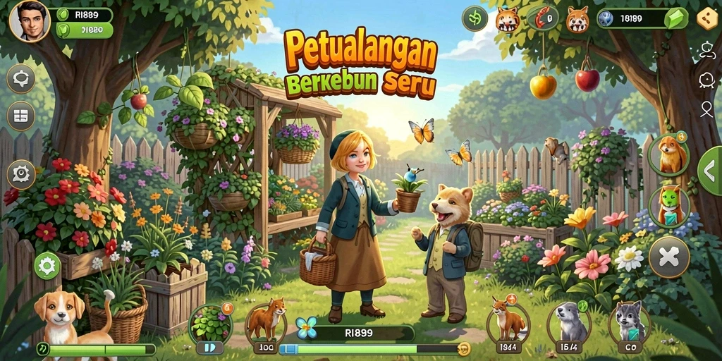 Tampilan gameplay RI889 yang menarik saat berkebun.