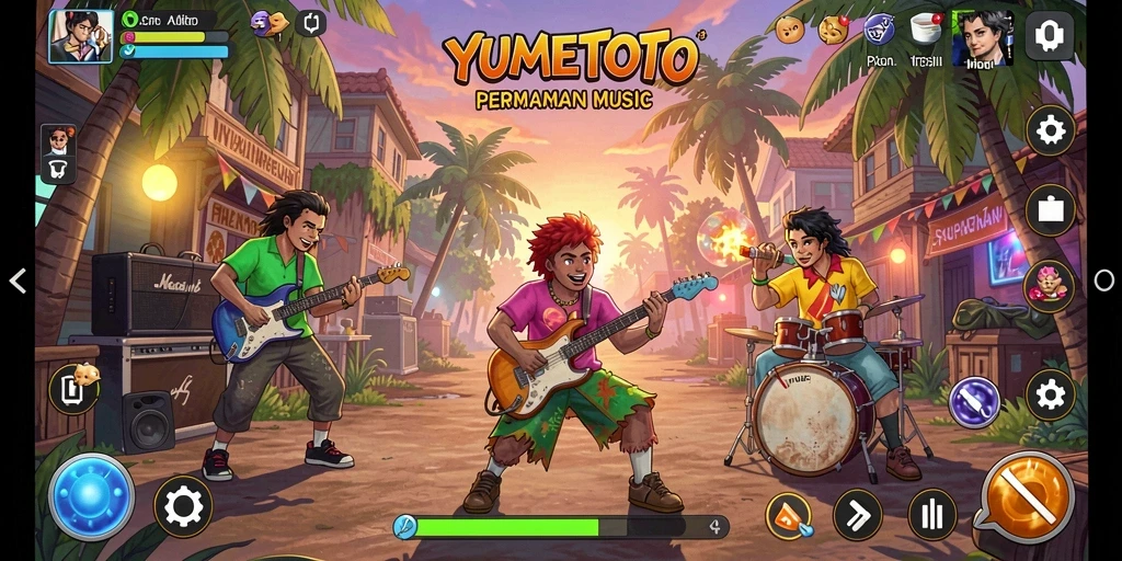 Tampilan screenshot YUMETOTO menunjukkan gameplay dinamis dan interaktif.